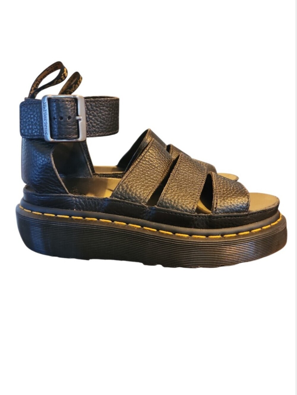 Dr Martens Clarissa II Quad Platform Sandals Womens 6 Black Leather Ankle Strap